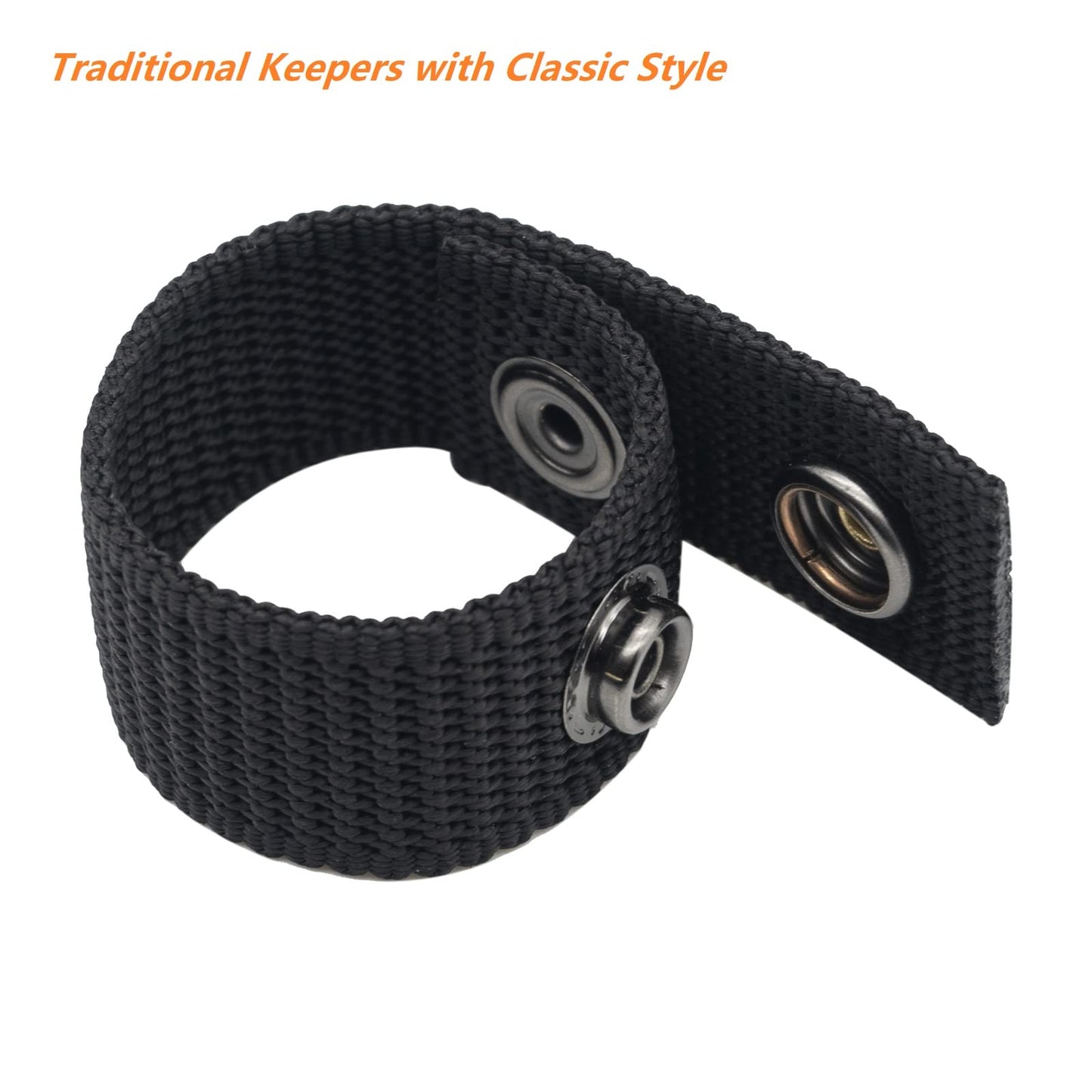 TACNEX Belt Keepers with Double Snaps for 2 inch Wide Nylon Duty Belt Tactical Police Leo Belt Accessories 4 PCS (Black, 2 inch(4 PCS))