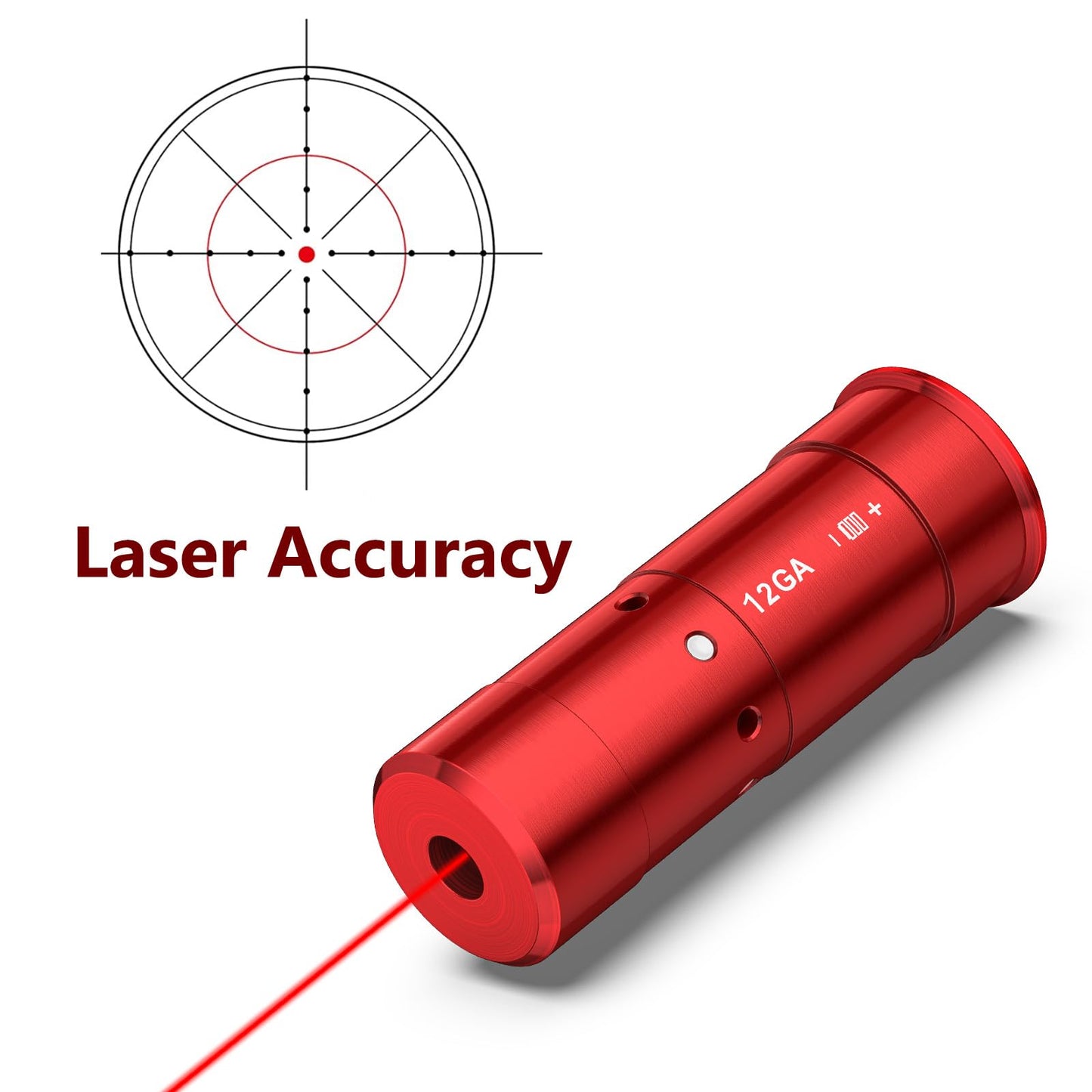 EZshoot 12 Gauge Laser Bore Sight 12GA Red Laser Bore Sights with 9 Batteries