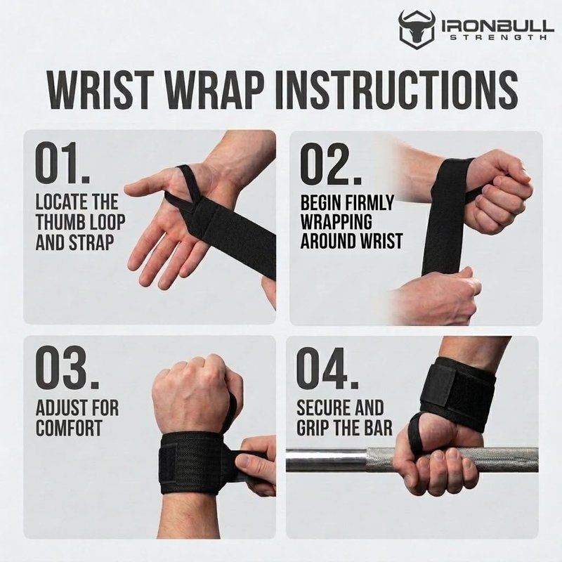 Wrist Wraps for Weightlifting - 18” Premium Quality Straps with Thumb Loop | Ideal for Powerlifting, Curls & Dips