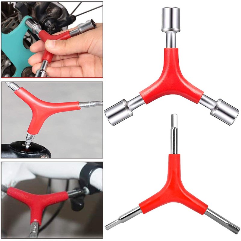 CHIVENIDO Bike Spoke Wrench Set, 7PCS Portable Bicycle Spoke Tool Kit Includes 8 Way Bike Rim Truing Tool, Spoke Key with Rubber Handle, Tire Lever, Y-Type Hex Wrench, Y-Type Socket Wrench