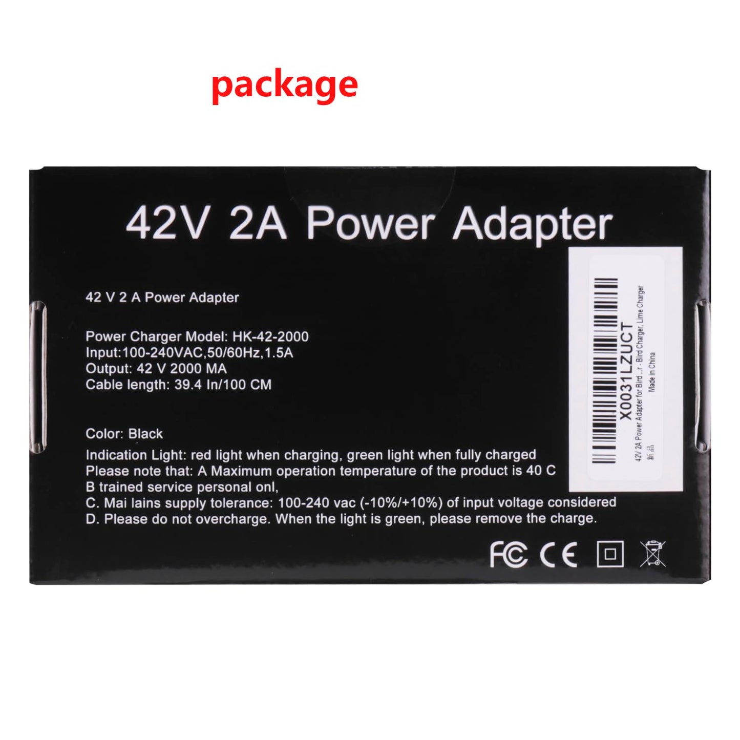 42V 2A Power Adapter for Bird & Lime Charger - Bird, Skip, Lime, Lime-S, Skip, Spin Xiaomi M365 - Charger