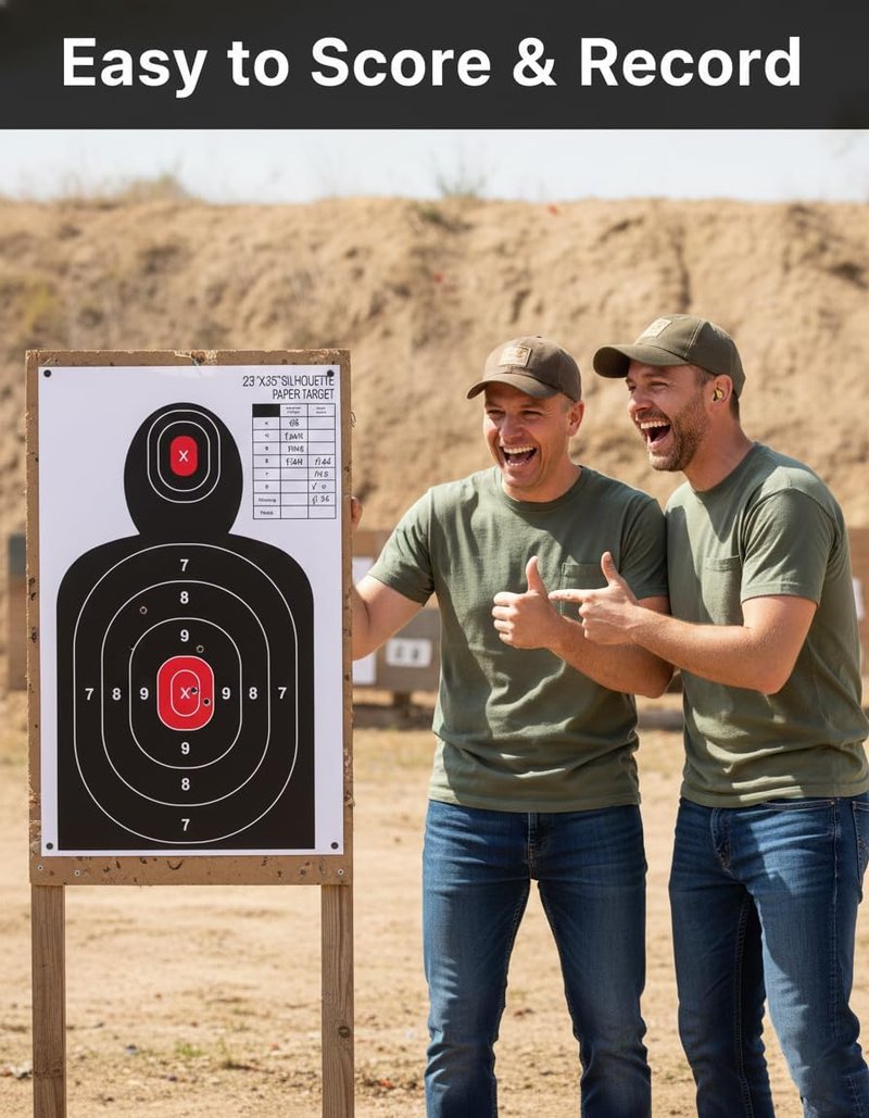Shooting Targets - 23x35 Inch Paper Silhouette for Indoor/Outdoor Use | Compatible with Handguns, Rifles, Airguns