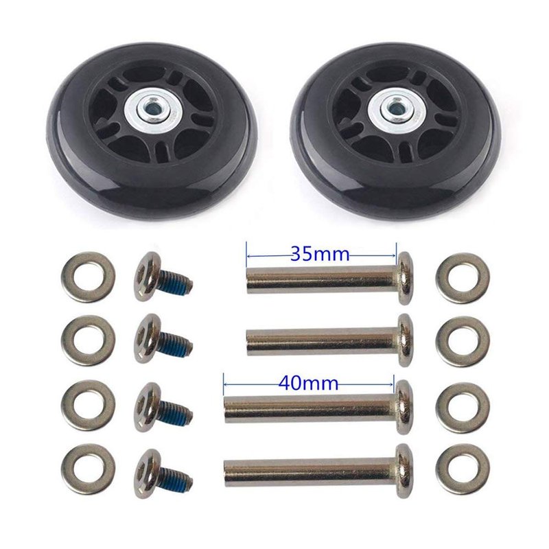Ricrrover Luggage Suitcase Wheels Replacement Kit OD 90 * 24mm/3.54 * 0.94in w/ 6mm abec 608zz skate Inline Outdoor Skate Wheels, Set of (2) (OD:90 W:24 ID:6 Axles:35/40mm)