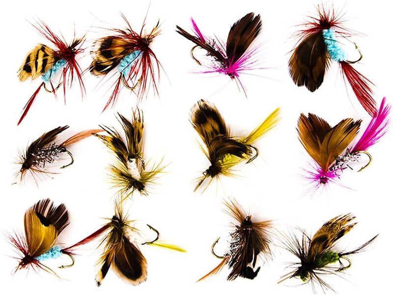 Fly Fishing Lure Kit - 12Pcs Assorted Wet & Dry Baits for Bass & Trout | Sharpened Hooks Included