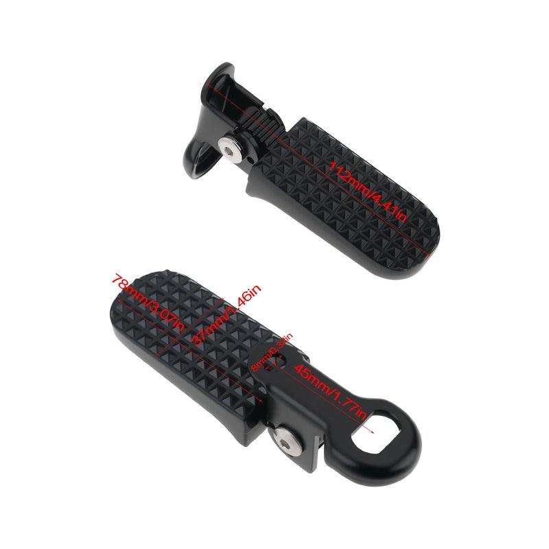 SG Store 2 Pairs of Bike Foot Pegs Length 112mm Pedal 78x37mm Aluminium Alloy Anti-Skid Folding Foot Rest for Mountain Bike E-Bike Motorcycle Black