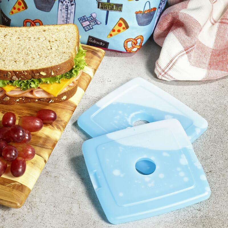 Slim Ice Packs for Lunch Boxes | Quick Freeze Reusable Coolers - Clear Blue (Pack of 48)