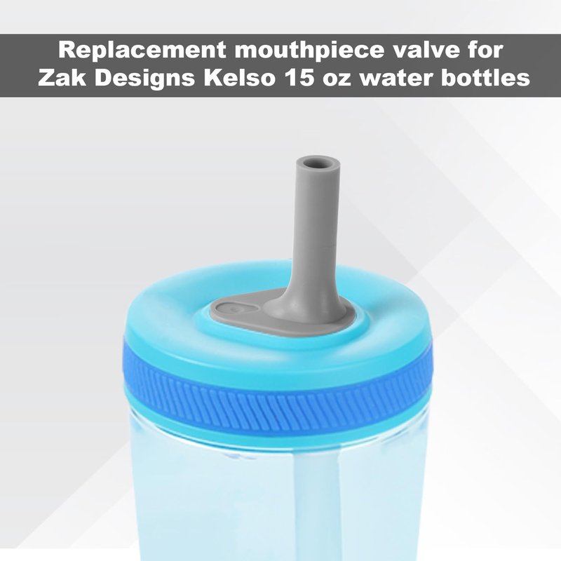 Goktvai 12pcs Replacement Bite Valve for Zak Designs Kelso 15oz, BPA-Free Silicone Mouthpiece with Cleaning Brush Compatible with Zak Reusable Straw Cup Accessories (Blue & Grey)