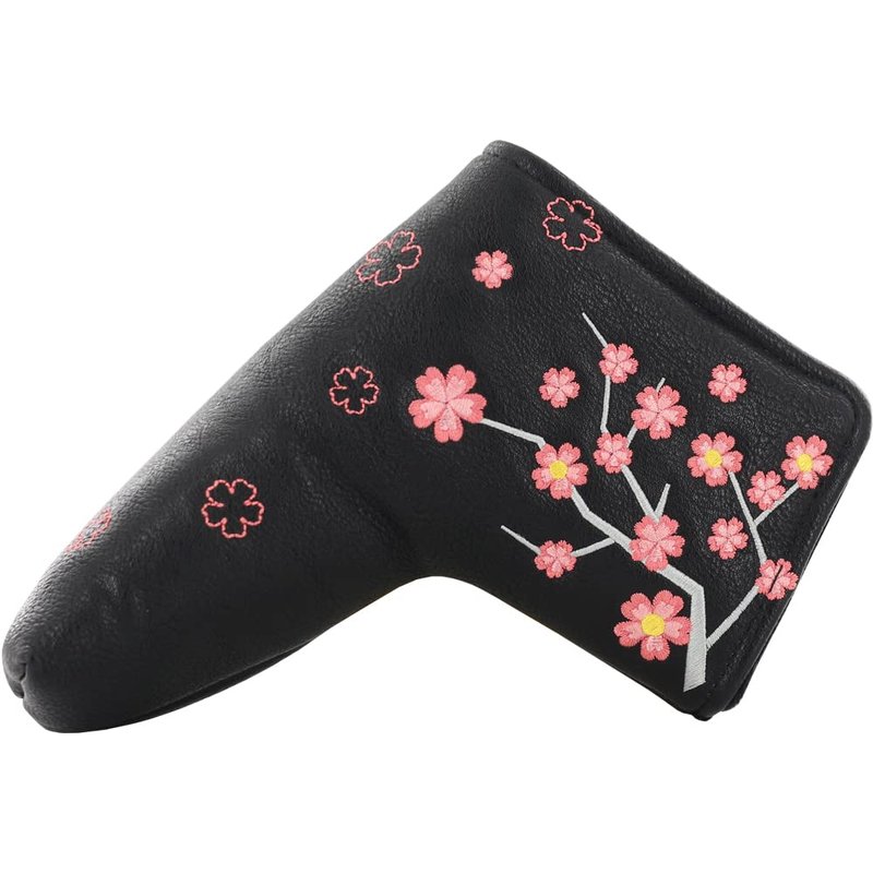 PINMEI Golf headcovers Flower Blade Putter Head Covers with Magnet Magnetic Closure Golf Putters Protection Suitable for Callaway Ping Taylormade Cobra Odyssey Putter (Sakura Black)