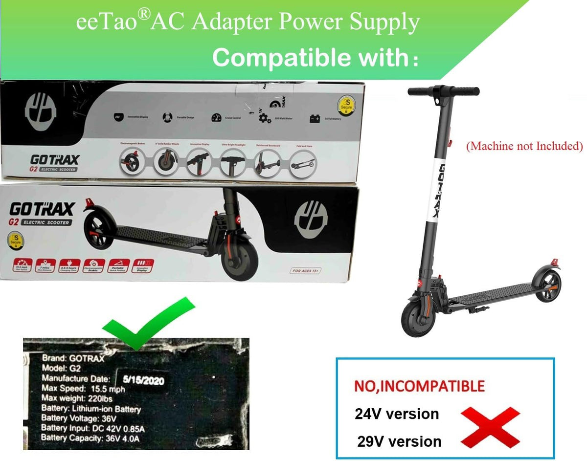 42V 1.5A Charger for GOTRAX GXL V2 Nano S3 ION G2 G3 G4 G5 Electric Scooter