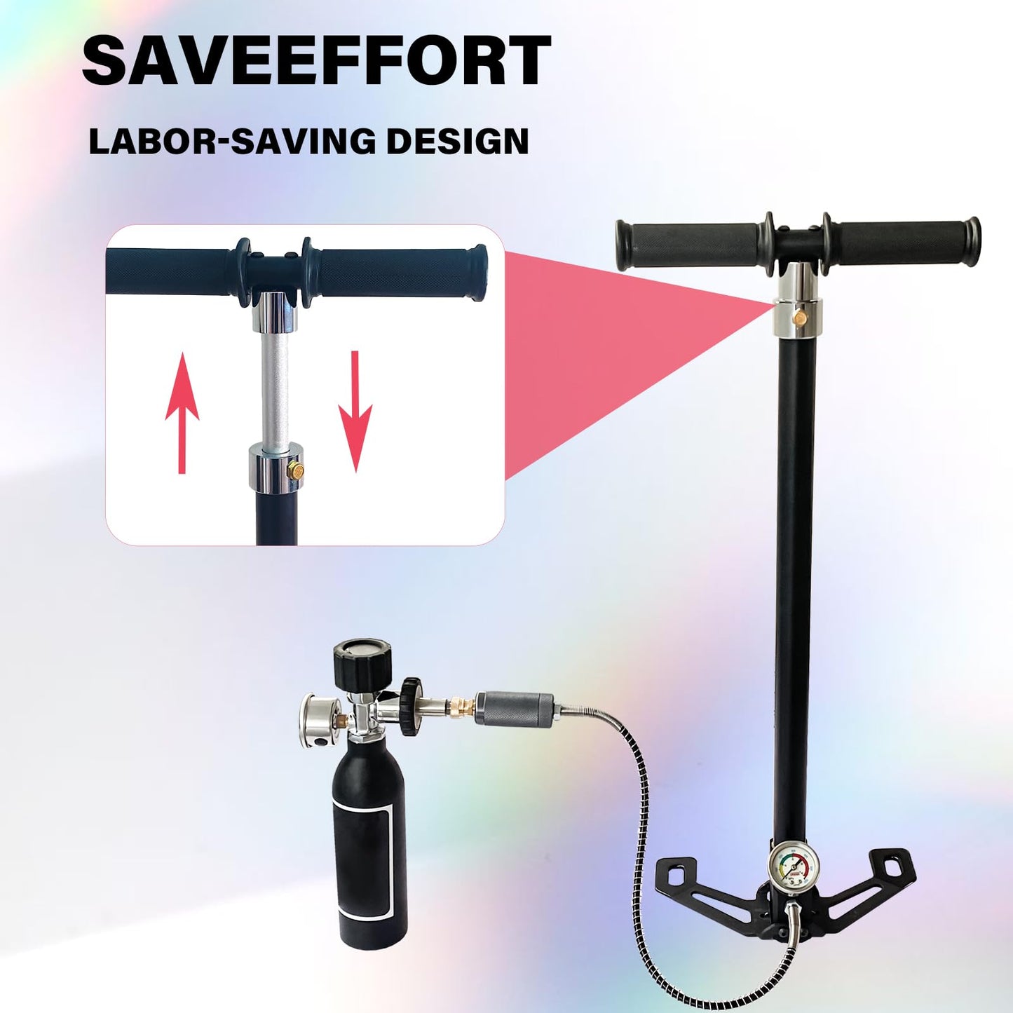 NDCYJG PCP Air Pump High Pressure Hand Pump 4500Psi 4 Stage Airgun Pump 30MPA Air Rifle Filling Stirrup Pump