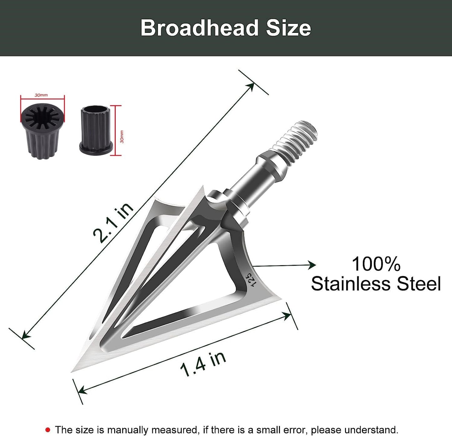 JIANZD Fixed Blade Broadheads 125 Grain, 6 Pcs with Universal Wrench