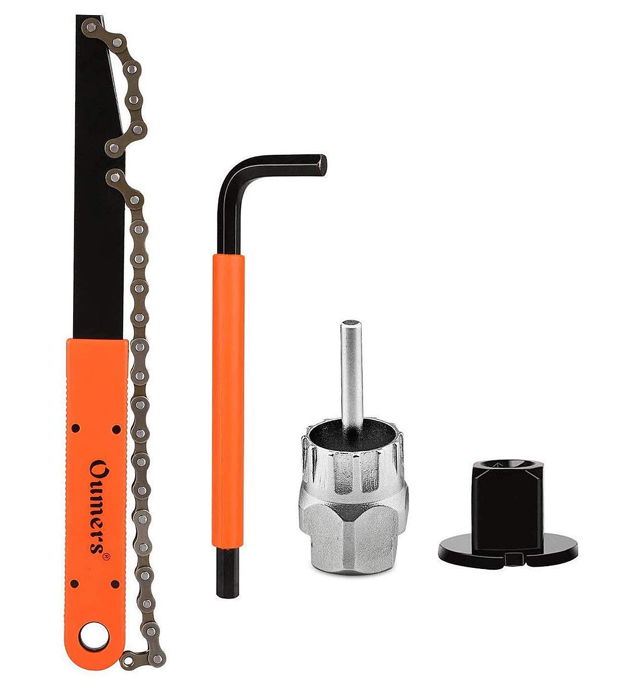 Oumers Bike Cassette Removal Tool, Cassette Freewheel Removal Tool with Chain Whip and Auxiliary Wrench Bicycle Cassette Lock Ring Extractor, Freewheel Remover Wrench Sprocket Remover