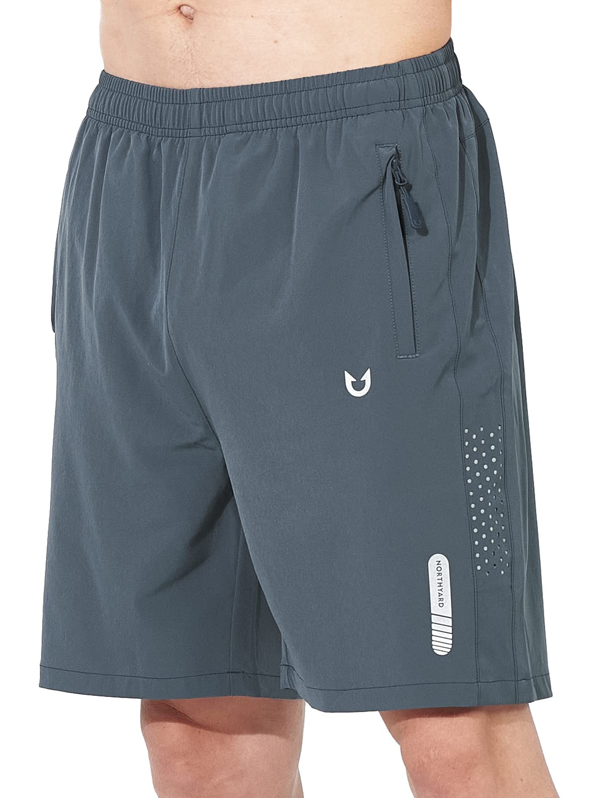 NORTHYARD Men's Athletic Running Shorts Gym Workout 7"/9"/5" Quick Dry Lightweight Sports Basketball Tennis 3 Zipper Pockets COOLGREY XL