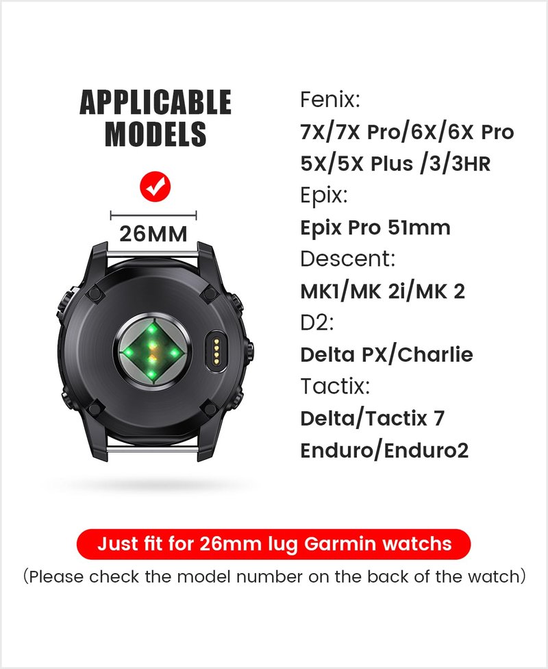 NotoCity for Fenix 7X Pro/6X Pro Band for Fenix 6X Strap Fenix 7X Band 26mm Width Fenix 5X Plus Wristband for Decent Mk2i/tactix Delta/tactix 7 Pro/tactix 7 AMOLED Soft Silicone Watch(Slate-Gray)