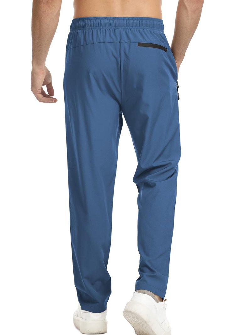 Surenow Men's Athletic Pants Elastic Waist Quick-Dry Lightweight Pants Workout Outdoor Sweatpants with Zipper Pockets Cobalt Blue