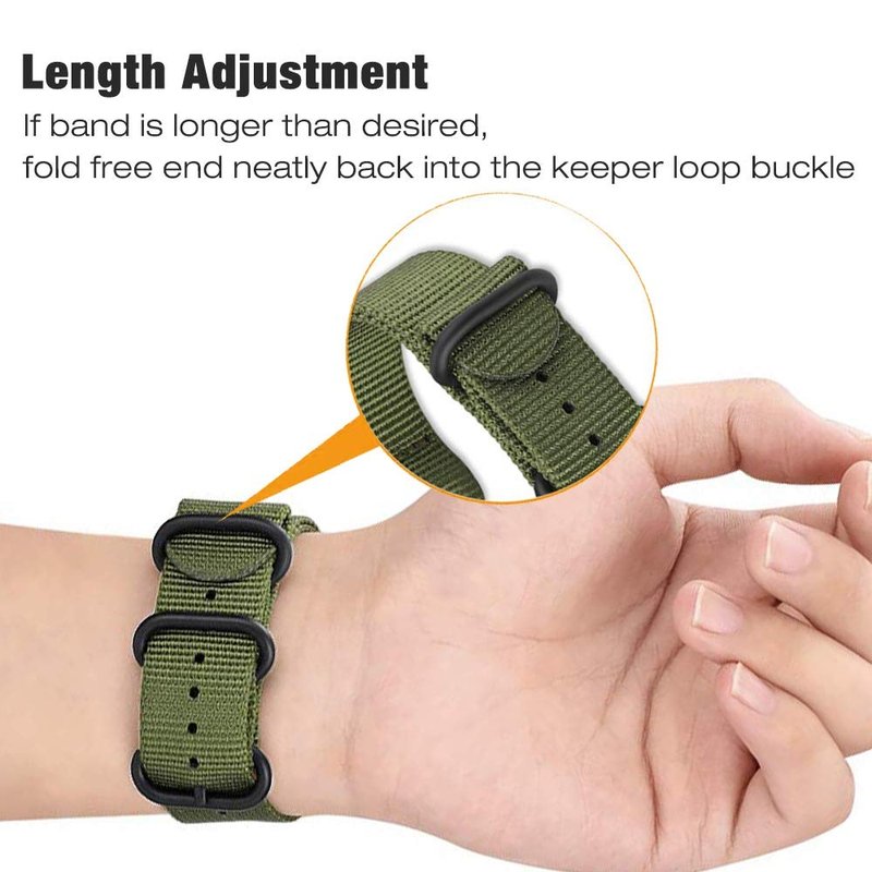 YOOSIDE Nylon Band for Fitbit Charge 4/Charge 3, NOTA Woven Strap with Stainless Steel Ring (Green)