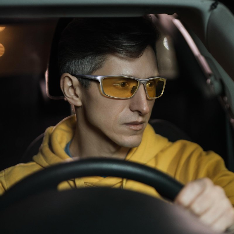 Dollger Night Glasses for Driving HD Polarized UV400 Protection Around Sunglasses Ultra light Al-Mg Goggles Anti Glare Yellow Tinted Sunglasses for Men & Women