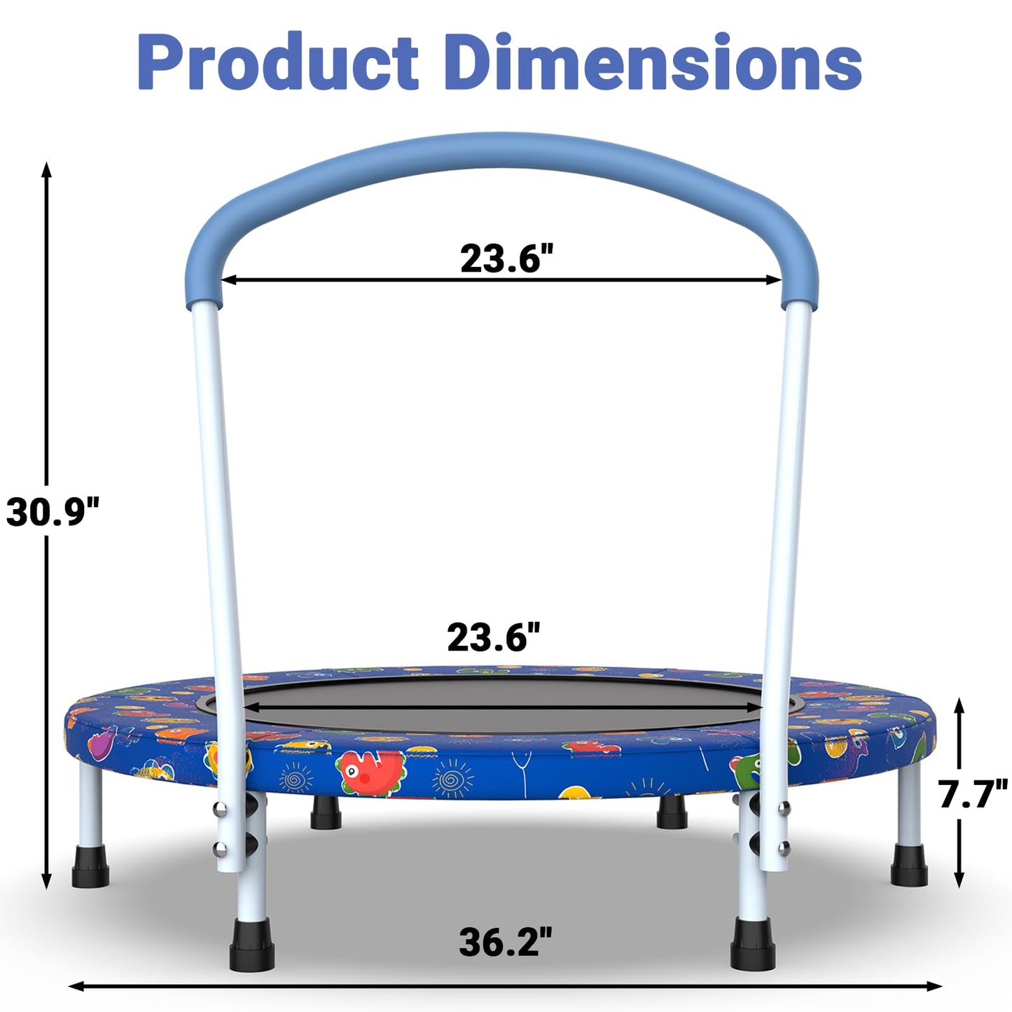 Skepphlay 36" Mini Trampoline for Kids, Toddler Trampoline with Handle, Small Trampolines Indoor Outdoor Use, Kids Trampolines Indoor for Boys Girls Age 3-6