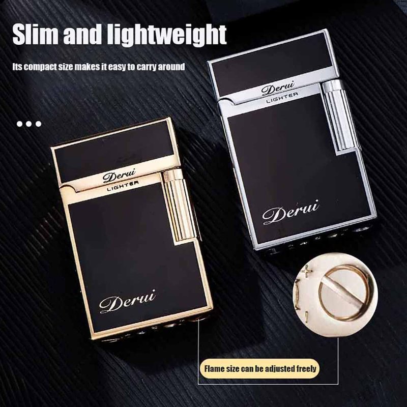Classic Butane Lighter Vintage Side Slide Ignition Lighter, Refillable for Men, Dad, Husband, Unique Collectible(Fuel Not Included),Gold