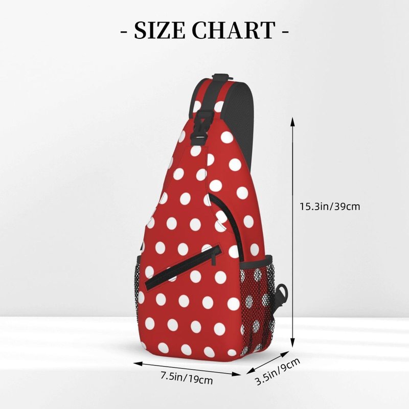 QISENTIS Polka Dots Sling Bag for Women Crossbody Bag Abstract White Small Circle Dot Geometric Pattern on Red Background Sling Backpack for Men Dot Pattern Shoulder Bag Gym Travel Hiking Daypack