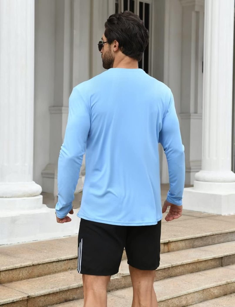 HOPLYNN Men's UPF 50+ Rash Guard - Quick-Dry Long Sleeve Swim & Fishing Shirt | UV Sun Protection