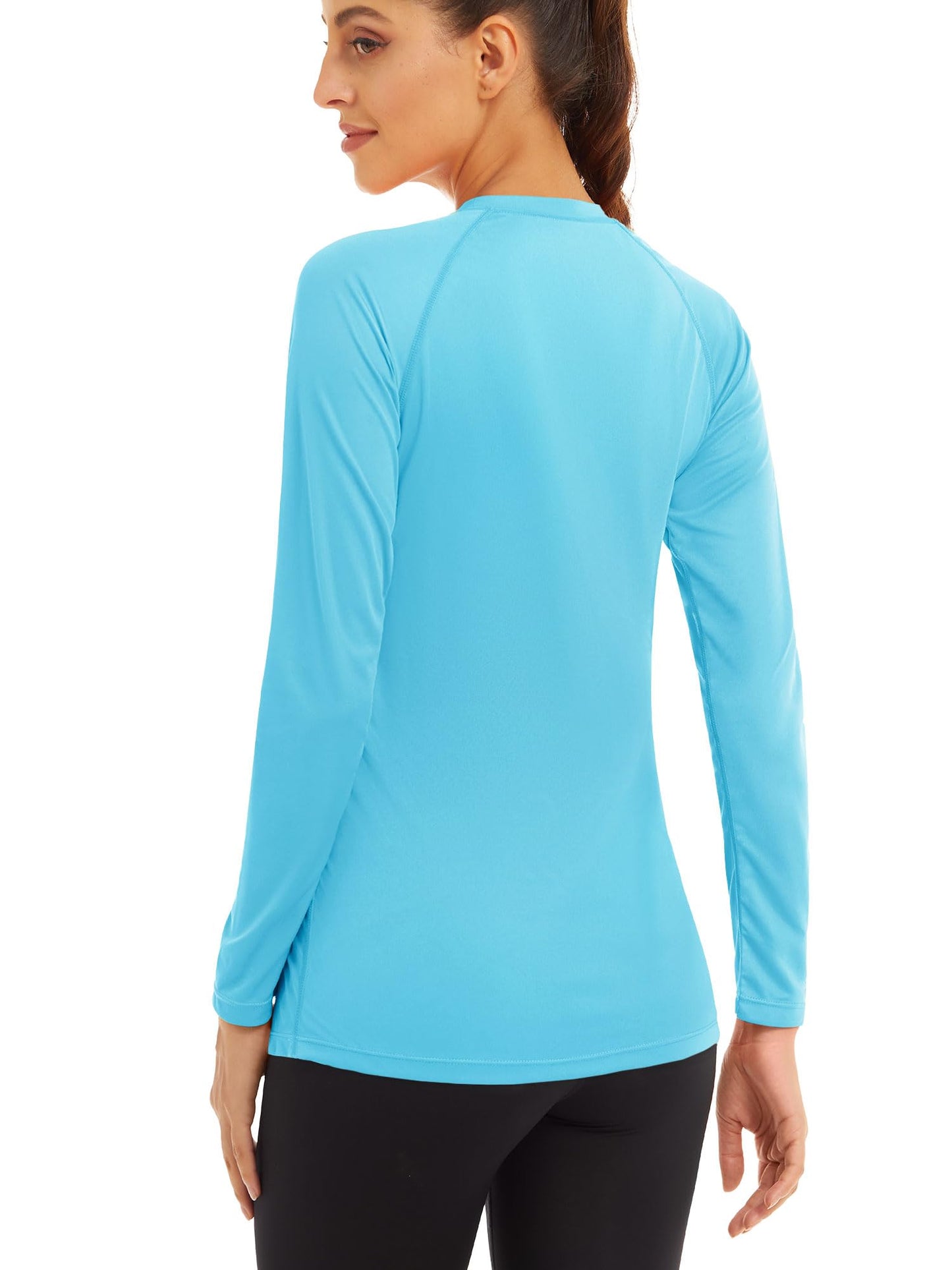 MAGCOMSEN Women Long Sleeve Shirt Running UPF 50+ Sun Protection Summer Shirts for Women Quick Dry Tee Shirt Ice Blue