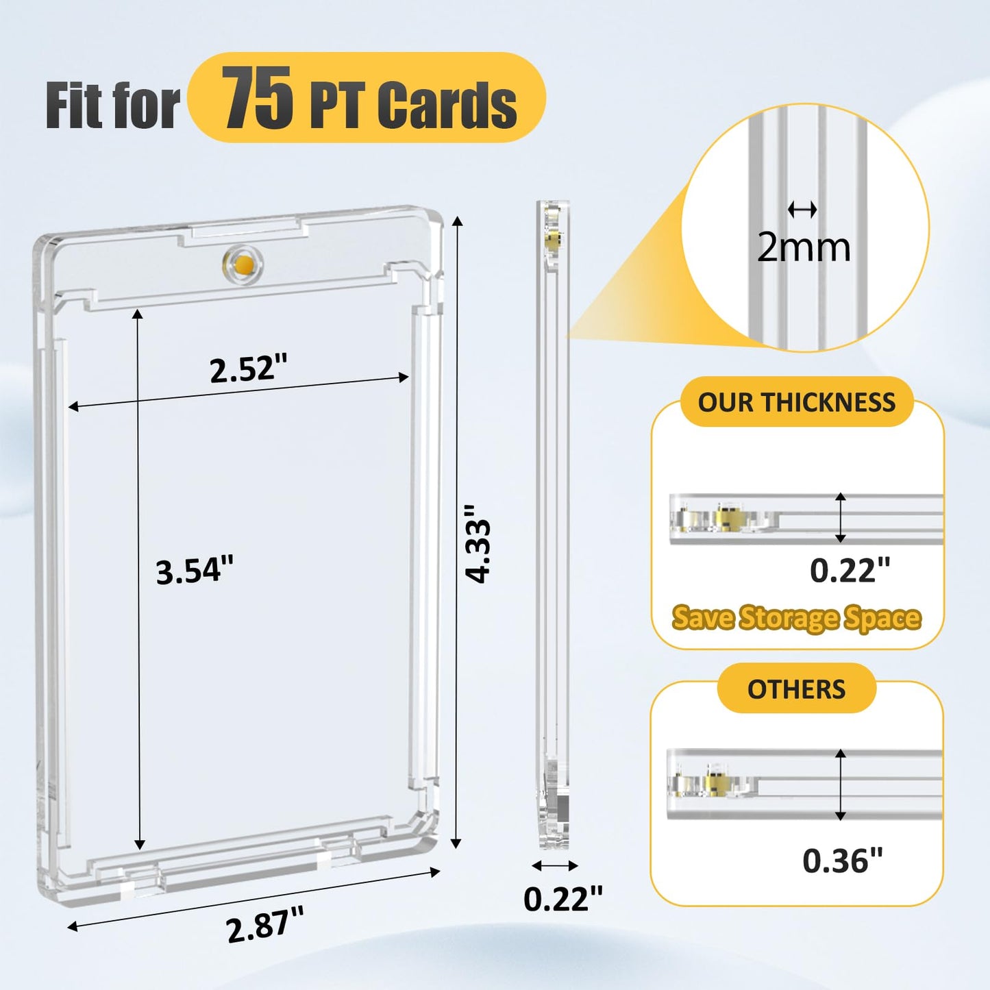 Superlong 50 Packs 75pt Magnetic Card Holders for Trading Cards