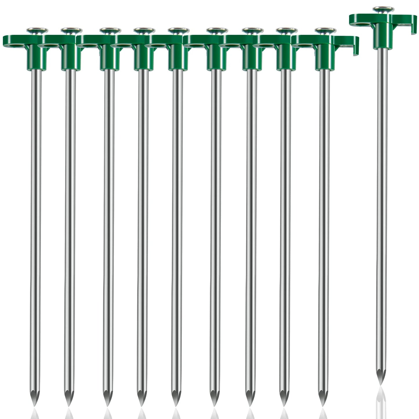 Tiomues Tent Stakes, 10PCS Heavy Duty Tent Stakes Pegs, Outdoor Camping Windproof Professional Ground Stakes, Metal Tent Pegs for All Kinds of Ground, Specially Designed for Tent Canopies