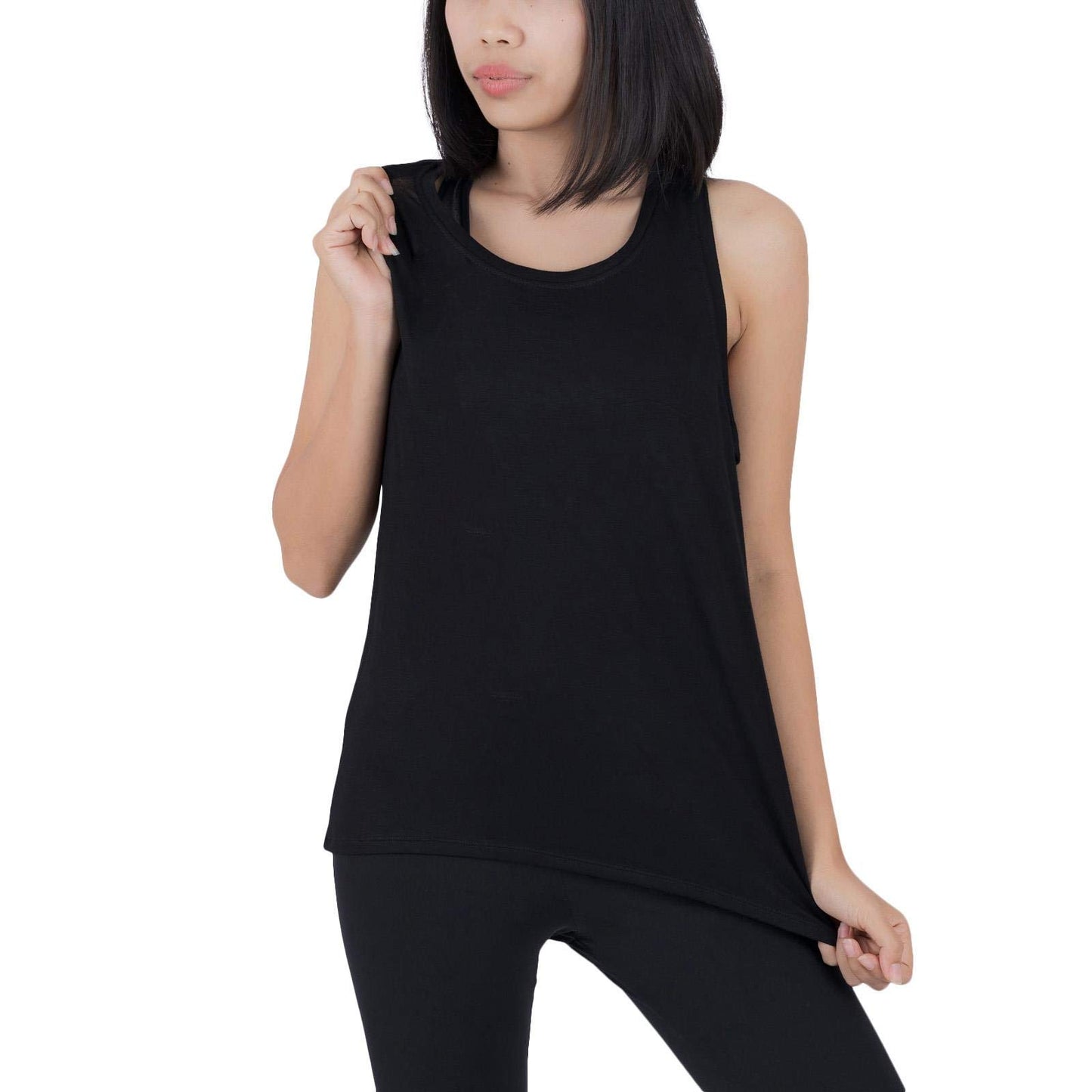LOFBAZ Workout Tank Tops for Women Yoga Clothes Womens Athletic Shirts Gym Exercise Running Active Fitness Sports Clothing Tanks Top Black M