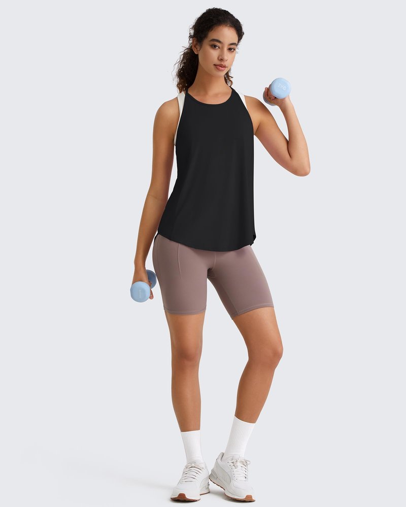 G4Free Workout Racerback Tank Tops Athletic Loose Fit Tennis Tanks Sleeveless Running Yoga Gym Top (Black,L)