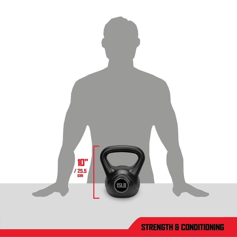 RBX Cement Kettlebell with Shock-Proof Plastic Coating - Kettlebell Sets for Home Gym and CrossFit Training, Comes in 4 Weight Options (5, 10, 15, 20 Pound Kettlebell Sets)