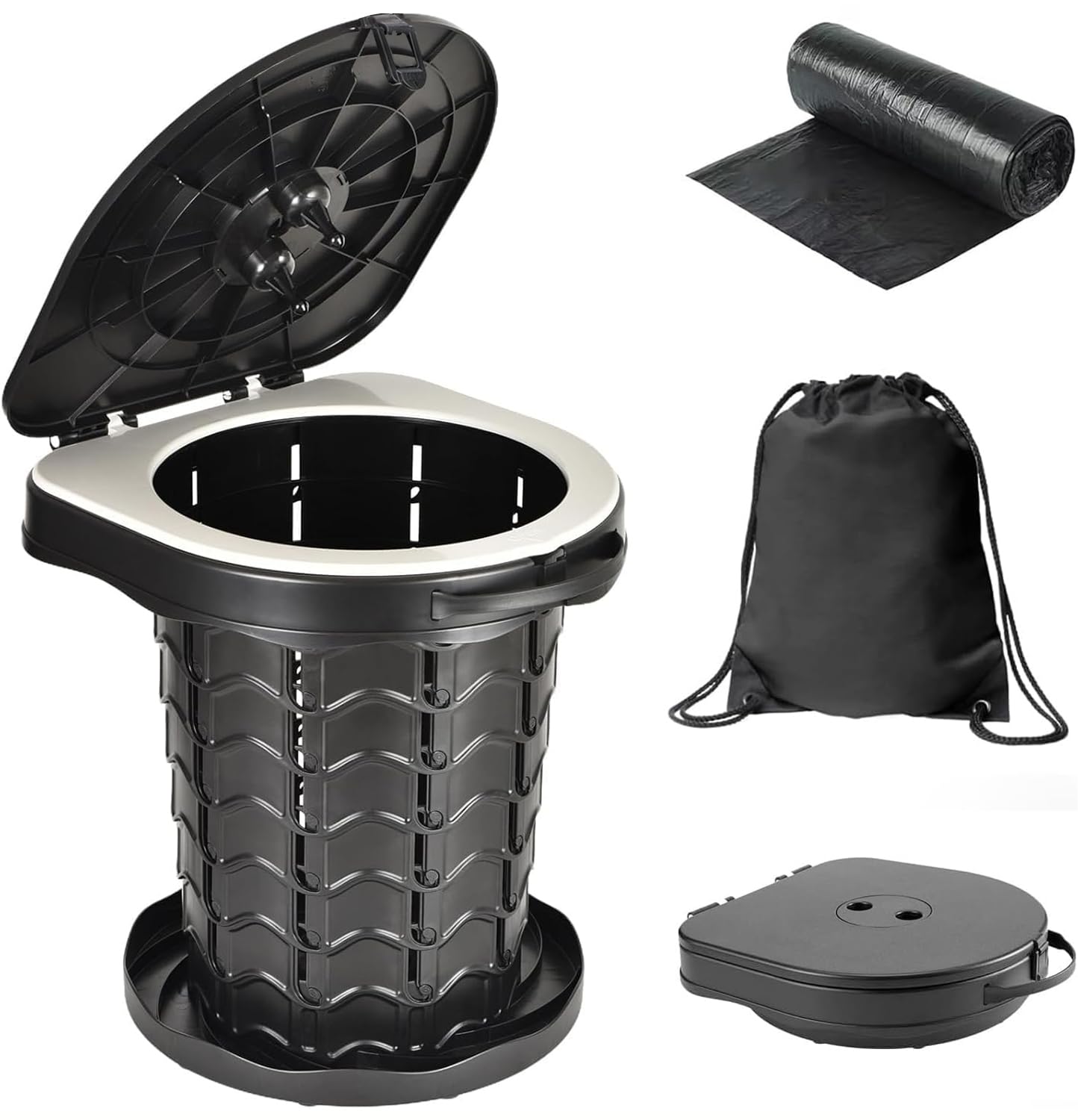 Upgrade Retractable Portable Toilet Camping Toilet Lightweight and Height Adjustable Folding Travel Toilet Portable Potty for Adults Kids, Perfect for Travel,Camp,Car,Emergency Use