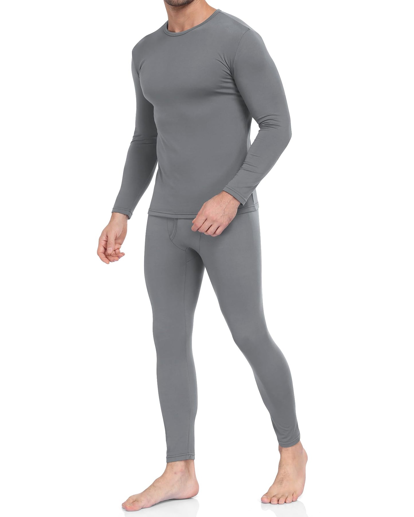 WEERTI Thermal Underwear for Men Long Johns with Fleece Lined Base Layer Men Cold Weather Top Bottom-Grey L