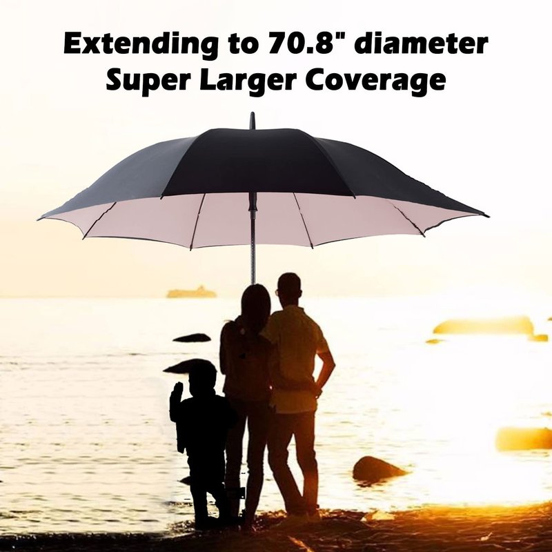 LANBRELLA Golf Umbrella Extra Large Oversize 80 Inch Windproof Stick Umbrella Double Canopy Vented Manual Open Close - C2.1 Black