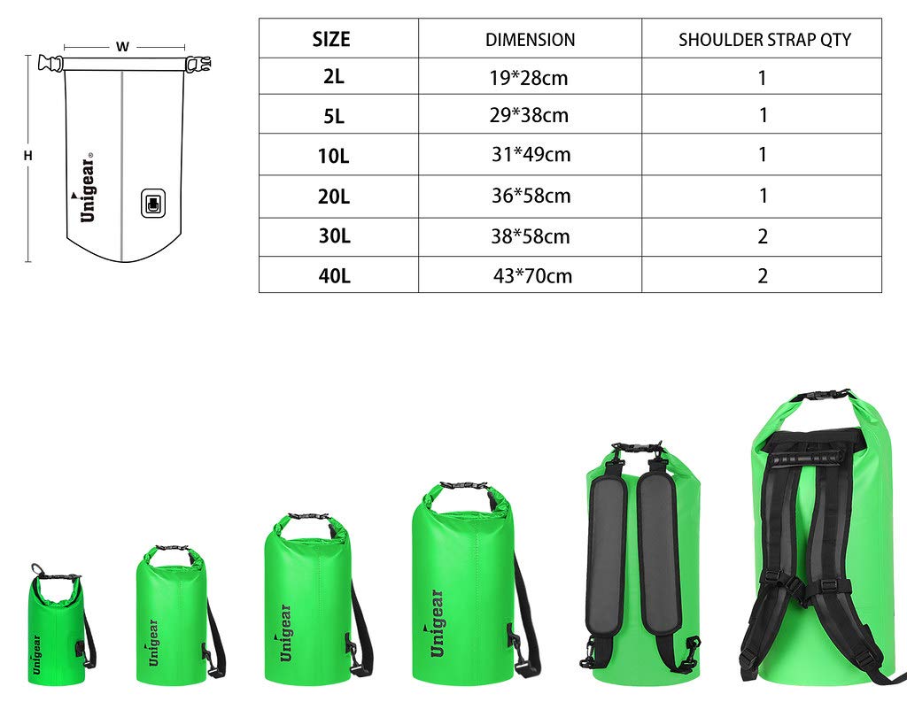 Dry Bag Sack, Waterproof Floating Dry Gear Bags for Boating, Kayaking, Fishing, Rafting, Swimming, Camping and Snowboarding (Green, 30L)