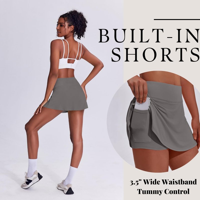 Tennis Skirts for Women - Pleated Athletic Skort with Shorts Pocket | Lightweight Golf & Pickleball Activewear
