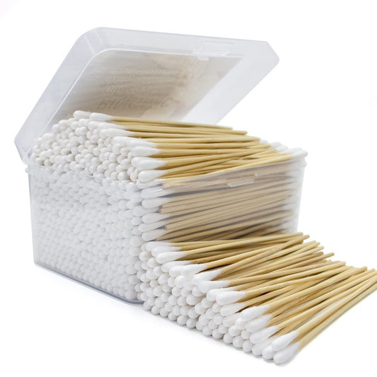 500Ct 6'' Lint Free Long Cotton Swabs - Pure Cotton Tips Gun Cleaning Swabs with Durable Stem, Also fit Makeup, Pet Care, Electronic, Household- Case Package