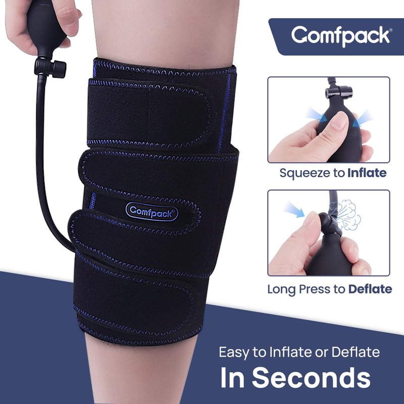 Comfpack Large Ice Pack for Back Pain Relief with Compression Air Pump, Lumbar Support Brace with Hot Cold Therapy Gel Pack for Sciatica, Coccyx, Scoliosis Herniated Disc, Spine Surgery