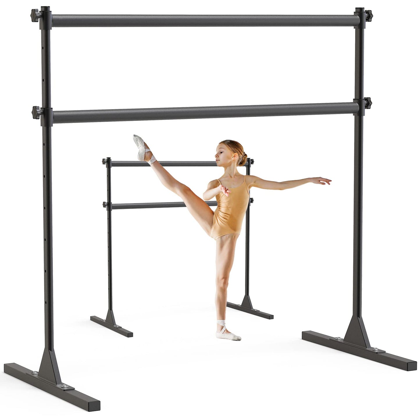 SELEWARE Height Adjustable Ballet Barre Freestanding Ballet Bar Heavy Duty Dance Bar Support Barre Movements Body Stretch Pull-ups, Sturdy Construction Never Fall Apart, Anti-Slip