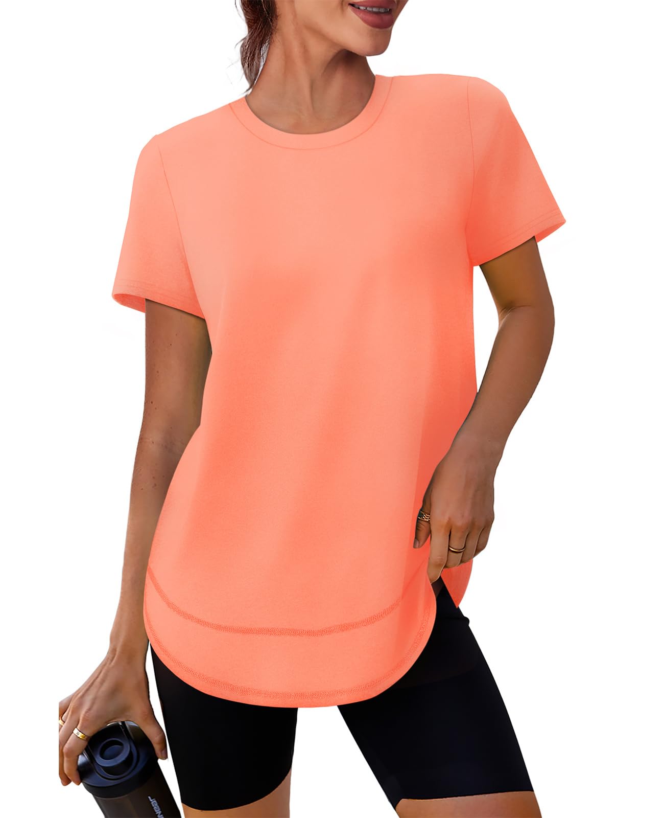 Oversized Tshirts for Women Dry Fit Plus Size Spring Clothes Summer Athletic Tops Workout Shirts Crewneck Blue 3XL