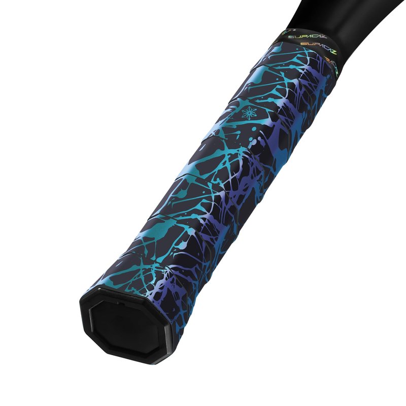 Supacaz Super Sticky Kush Blue Refractor Splat Tennis Overgrip - Racket Dry Overwrap - Racquet Grip Tape - Over Grip Wrap - 3pk