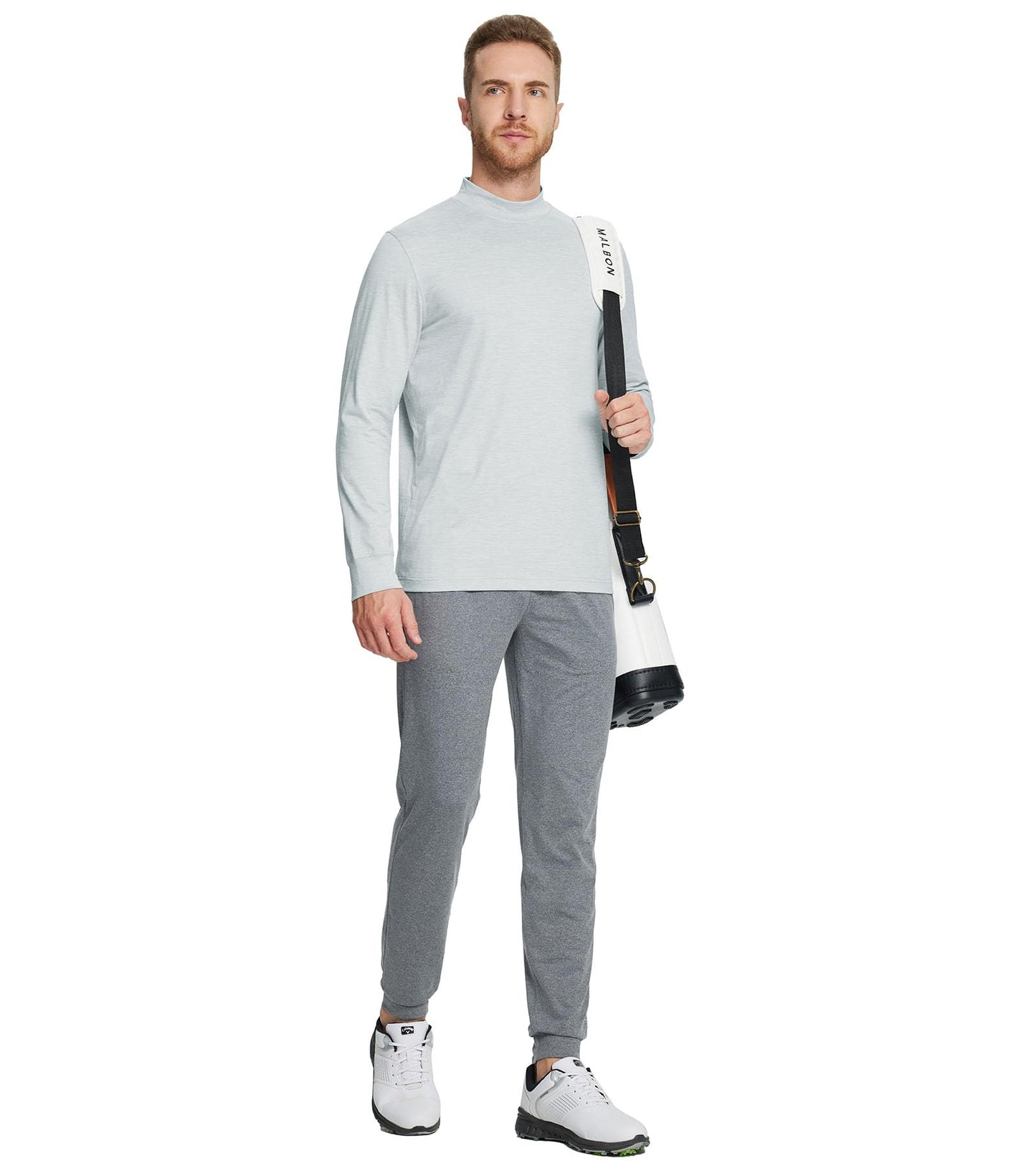 M MAELREG Long Sleeve T Shirts Men Basic Mock Neck Undershirt Shirt Pullover Tops Thermal Turtleneck Sweater Men Light Grey Heather