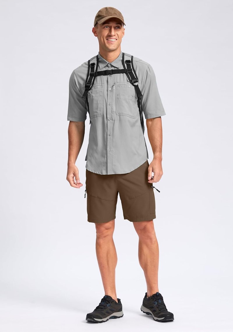Men's Hiking Cargo Shorts - Lightweight Outdoor Shorts with 5 Zipper Pockets | 9"/7"/11" Sizes
