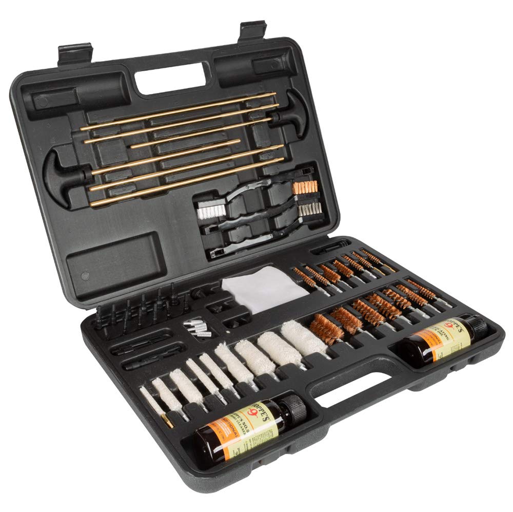Hoppe's Deluxe Gun Cleaning Kit - 62 Piece Universal Cleaning Kit for Pistols, Rifles, & Shotguns, Includes Oil, Brushes, Rods and More