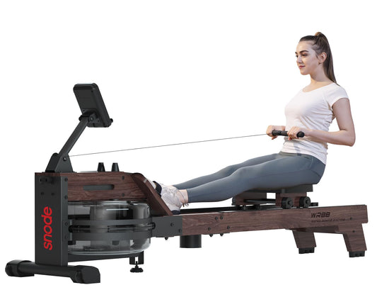 SNODE Rowing Machine for Home Use with 16 Level Resistance, Sturdy Rower Machine with LCD Monitor, Ergonomic Seat, Dual Rail, 350lb Weight Capacity