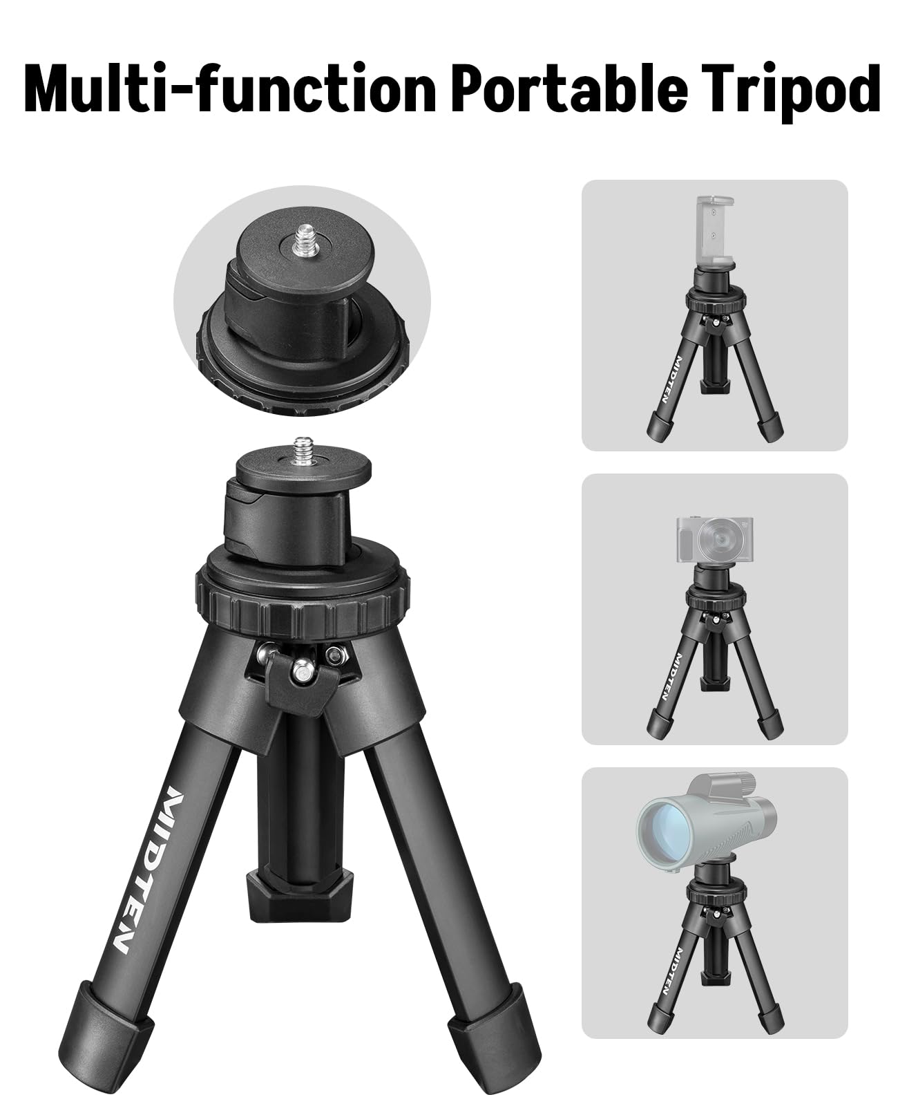 MidTen Portable Shooting Rest Tripod Rifle Stand for Range - Lightweight Bench Rest with 360 Rotate V Yoke Holder (7.5-15'')