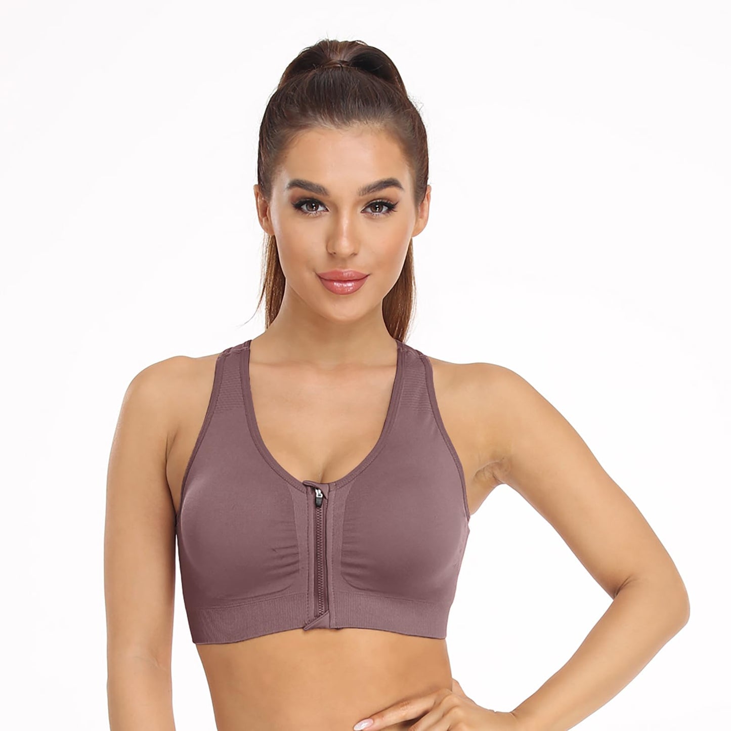 Women's Zip Front Sports Bra Wireless Post-Surgery Bra Surgical Bra Racerback Sports Bras Post Mastectomy Bra Workout Running Active Fitness Bras 3 Pack (Large, 3 Pack(Black+Grey+Light Purple))