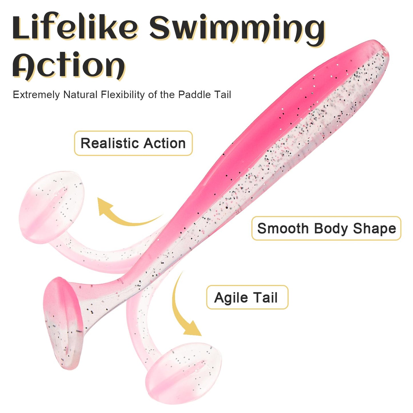 Vhxmaizxn 30 Pcs Soft Plastic Fishing Lures Paddle Tail Swimbaits Soft Bait