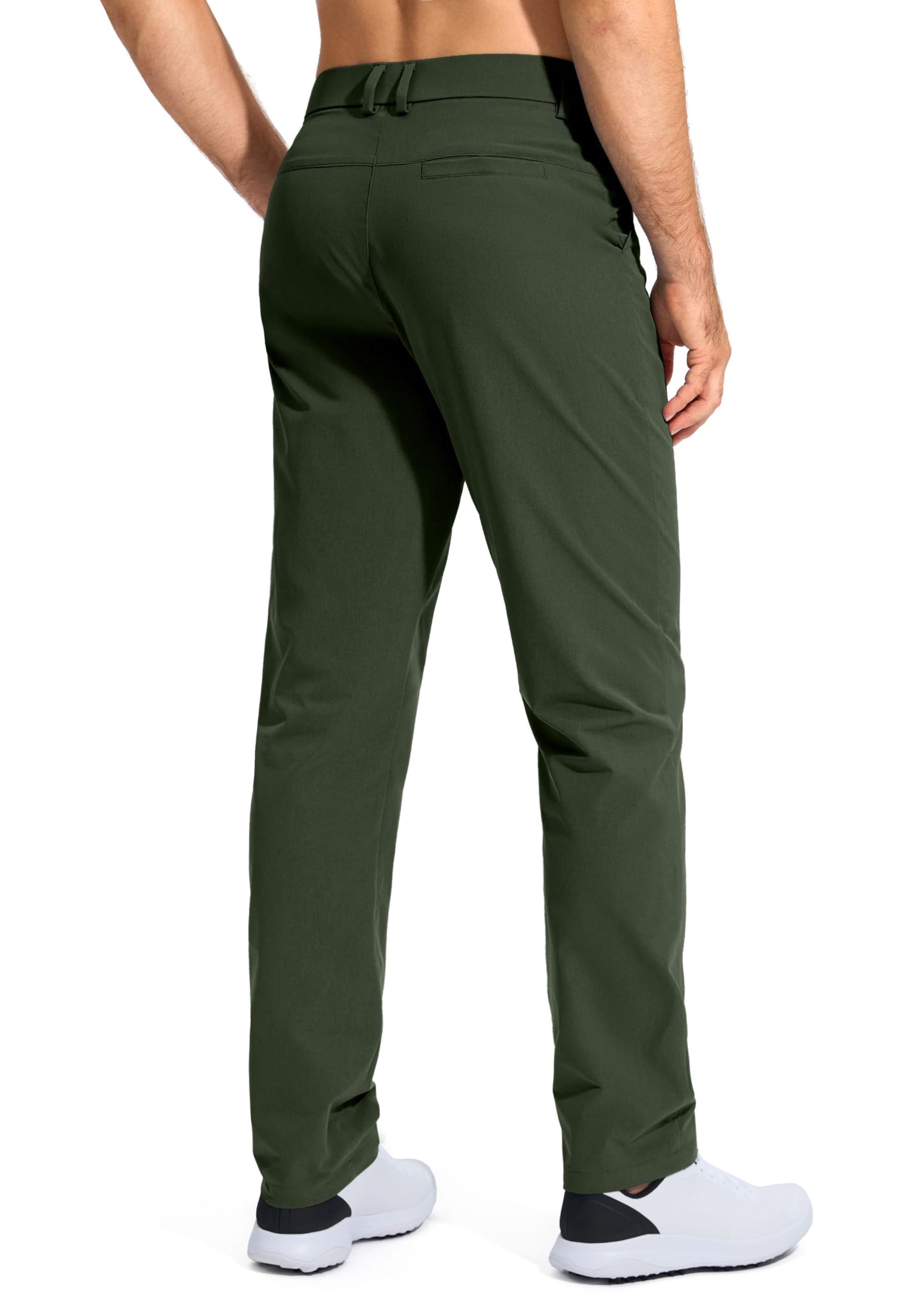 Pudolla Men's Golf Pants Stretch Work Dress Pants Men's Dress Pants 30 Lightweight Quick Dry Trousers with Pockets(Army Green 35Wx30L)