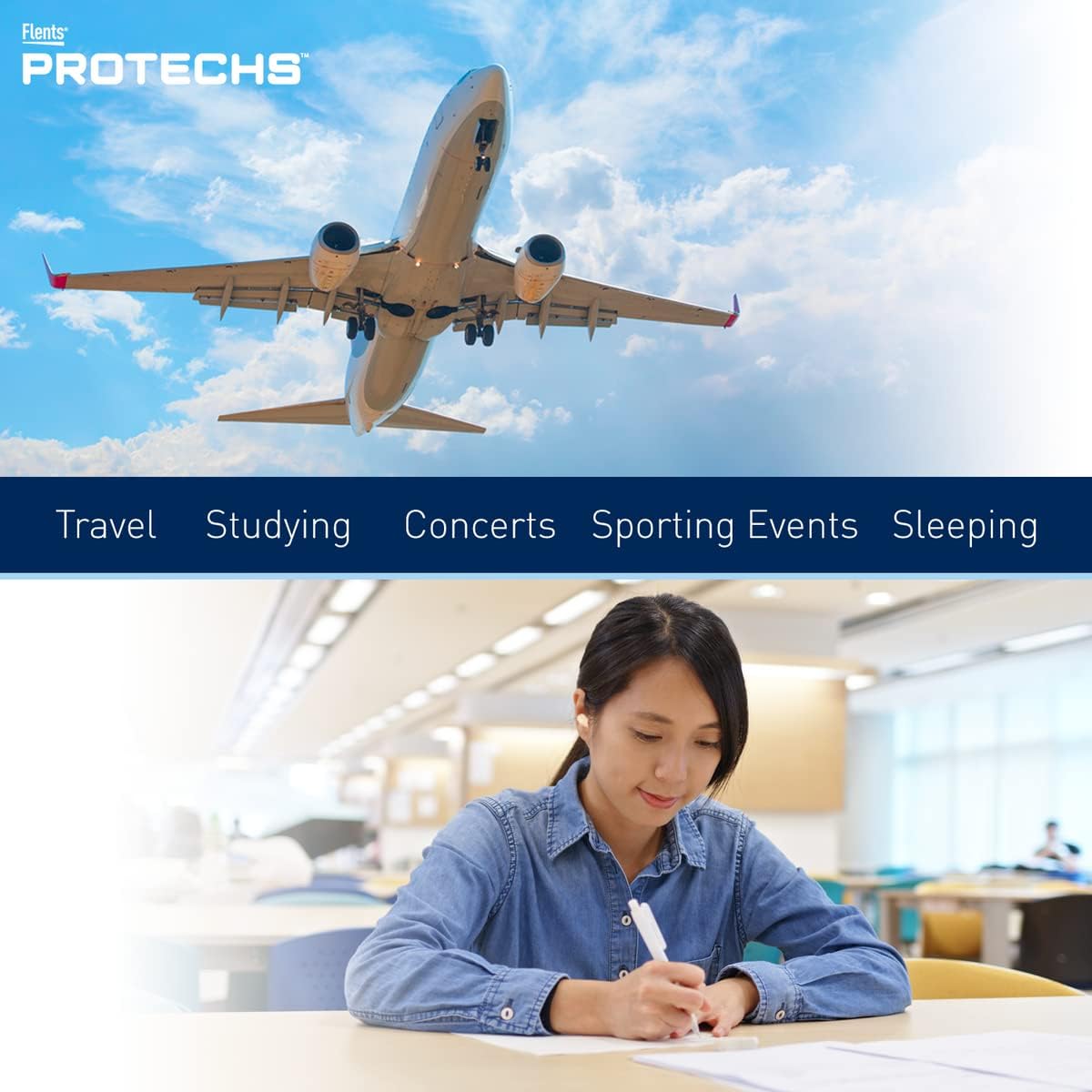 Protechs Foam Ear Plugs - Noise Cancelling for Sleeping & Travel | 50 Pairs, NRR 33, Purple